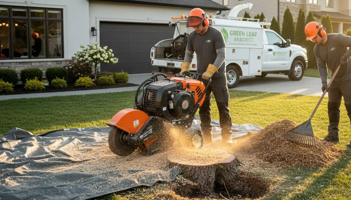 Professional stump removal service in Shawnee, OK clearing tree roots from residential yard