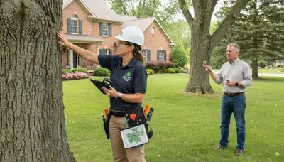 Certified arborist performing tree health assessment for homeowners in Macomb, near Shawnee, OK